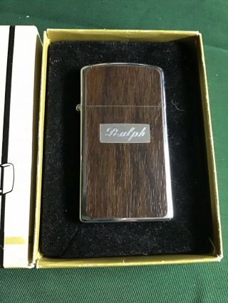 Vintage Zippo Lighter 1651 Slim Wood Grain Vinyl 4