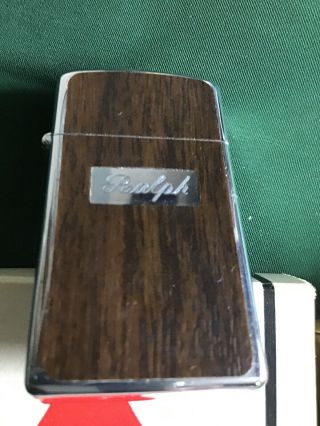 Vintage Zippo Lighter 1651 Slim Wood Grain Vinyl 6