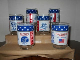 Vintage Apollo 11 Man On The Moon July,  20,  1969 Drinking Glasses Set Of 6