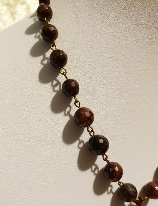 Vintage Art Deco Faceted Czech Bohemian Garnet Beaded Necklace - Stamped 4