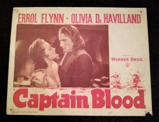 Captain Blood 1947r Vintage (11x14) Lobby Card Errol Flynn Olivia Dehavilland