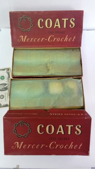 2 Vintage Boxes J & P Coats Mercer Crochet X778 White 19 Balls 20 Grammes Each