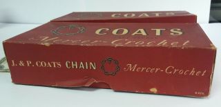 2 Vintage boxes J & P COATS MERCER CROCHET X778 WHITE 19 balls 20 grammes each 3