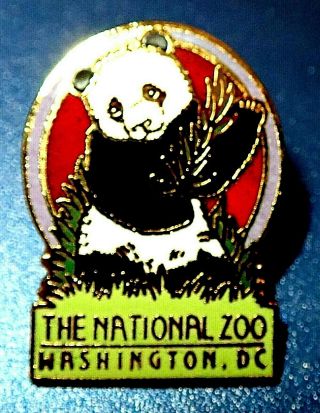 ^^beautiful Vintage " The National Zoo " Washington Dc Pin Badge Cloisonne Pandas