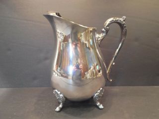 Vintage Raimond Silverplate Water Pitcher Ice Guard Heavy Footed