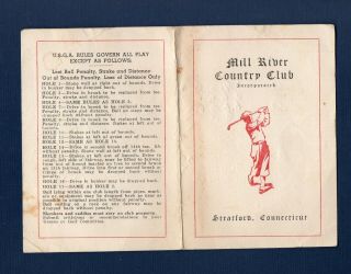Vintage Stymie Scorecard Mill River Country Club Inc.  Stratford Conn.  Est.  1923