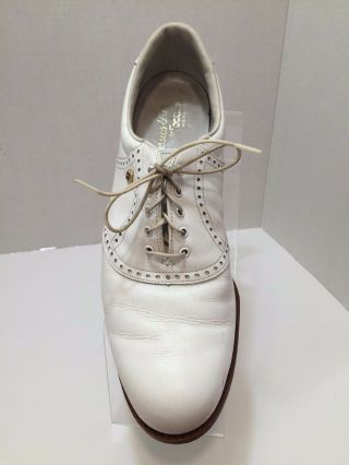 Vintage Footjoy Classic Mens Golf Shoes White Brogue Metal Spikes Sz.  10.  5a