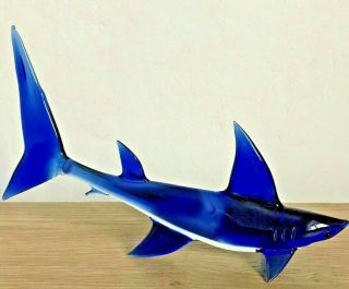 Vintage Cobalt Blue Murano Glass Animal Fish Shark