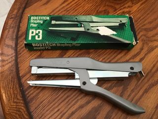 Vintage Bostitch P3 Plier Stapler - Made In The U.  S.  A Uses Sp19 1/4 " Staples