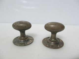 Vintage Bronze Door Knobs Handle Pulls Antique Old Oval Plate Brass " Hope "