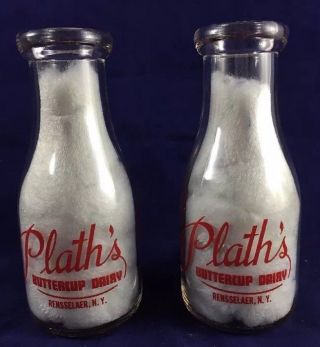 Set Of Vintage Glass Milk Bottles Plath 