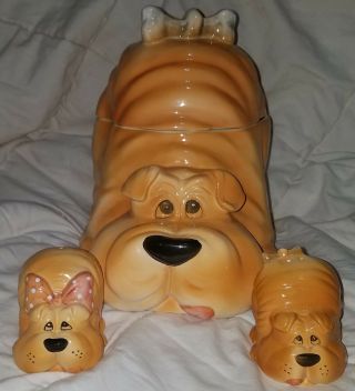 Dog Cookie Jar Vintage Savoy Ceramic Begging Puppy With Shakers