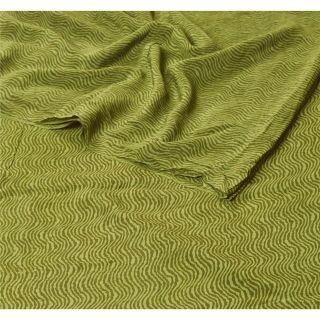 Sanskriti Vintage Green Saree 100 Pure Crepe Silk Printed Fabric 5Yd Craft Sari 2