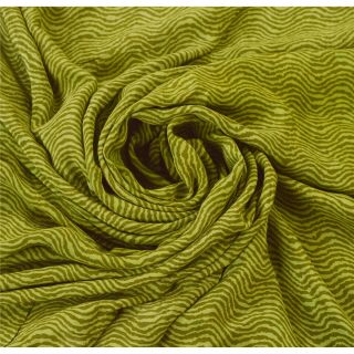 Sanskriti Vintage Green Saree 100 Pure Crepe Silk Printed Fabric 5Yd Craft Sari 4
