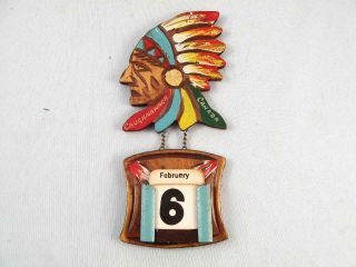 Vintage Caughnawaga Mohawk Native Indian Wooden Calendar Indian Chief Head