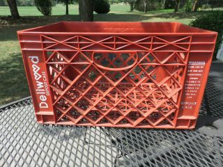 Vintage Large Dellwood Red Plastic Milk Crate 19 " X 13 " X11 " Look