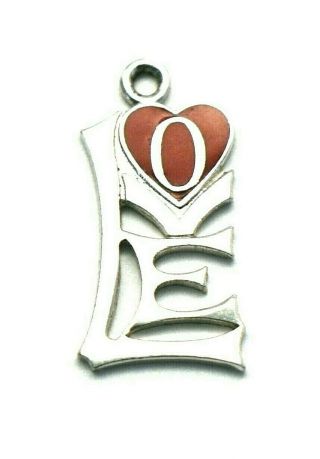Love Letters Bracelet Charm Vintage Sterling Silver Enamel Heart Pendant