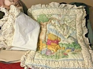 Vintage Crown Craft Classic Winnie The Pooh Crib Set Bedding Comforter And Skirt