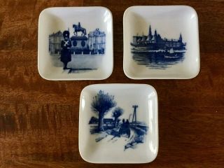 Vintage Royal Copenhagen Mini Square Wall Plates Set/3 3 1/4 "