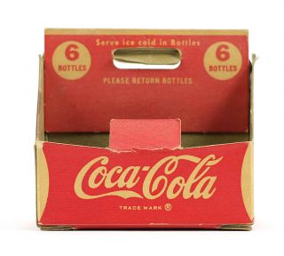 Vintage Miniature Coca - Cola Soda 6 - Pack Cardboard Bottle Carrier 1940s 1950s