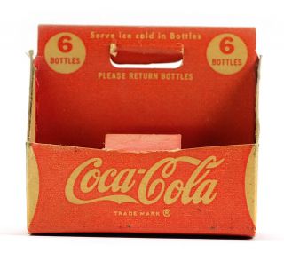 Vintage Miniature Coca - Cola Soda 6 - Pack Cardboard Bottle Carrier 1940s 1950s 3
