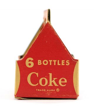 Vintage Miniature Coca - Cola Soda 6 - Pack Cardboard Bottle Carrier 1940s 1950s 4