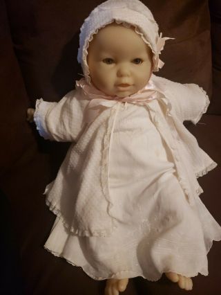Vintage Berjusa Doll 19 " Girl,  Sleep Eyes,  Vinyl With Cloth Body In Dress