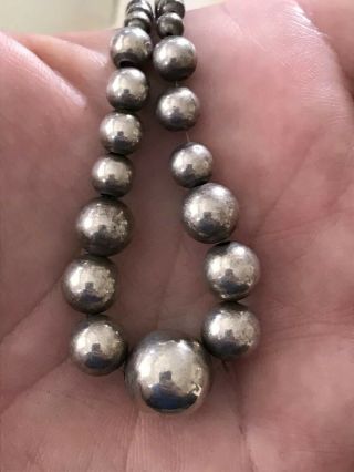 Pretty Vintage Native American Sterling Silver Bead Necklace