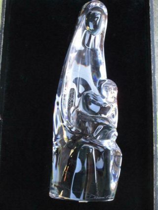 Vintage Daum France Art Glass Crystal Madonna Mary Jesus Figurine