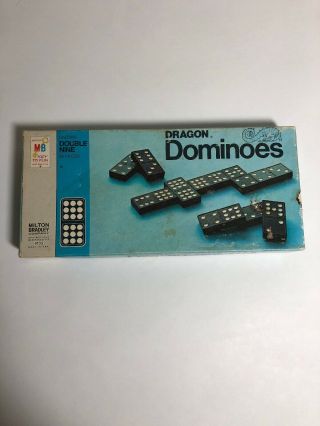 Vintage 1970 Dominoes Dragon Double Nine Complete Set Mb Made Usa