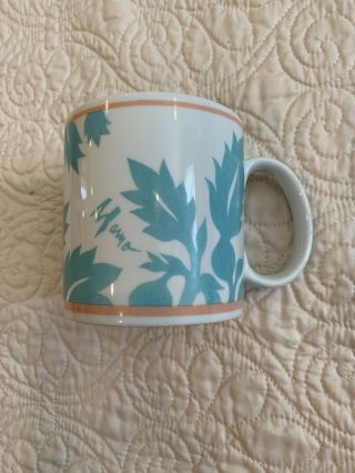 Vintage Souvenir Aloha Airlines Mamo Turquoise Blue Flower 1st Class Coffee Mug