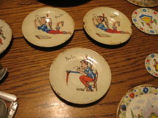 Vintage Child Aluminum Tin Dish Set,  TeaPot silverware dishes cups baking tin 4