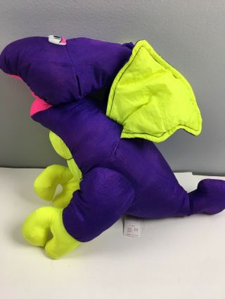 Vtg Fisher Price 1992 Puffalump Purple Dino Roar Roaring Dinosaur Plush Toy