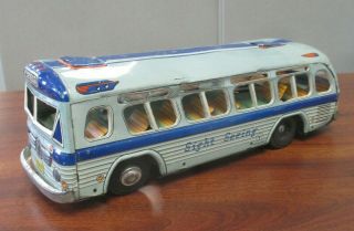 Vintage Yonezawa Tin Litho Friction Express Sight Seeing Bus