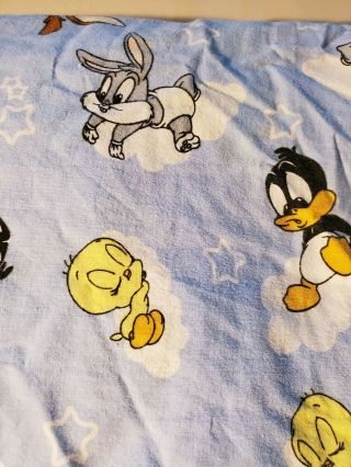 Vintage Baby Looney Tunes Crib Sheet Bugs Bunny Tweety Daffy Wil E Coyote 28 2