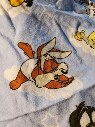 Vintage Baby Looney Tunes Crib Sheet Bugs Bunny Tweety Daffy Wil E Coyote 28 3