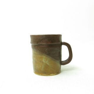 Vtg Chunky Signed Brown Earthy Hand Made Studio Pottery Mug Rustic Stoneware