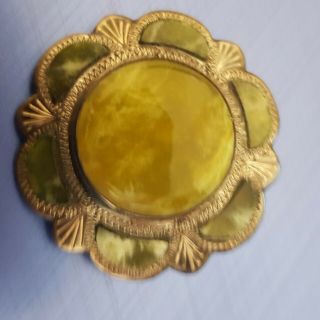 Vintage Silver Brooch With Green Stones