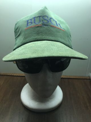 Busch Beer Vintage Strapback Corduroy Hat Stylemaster Green Usa Made