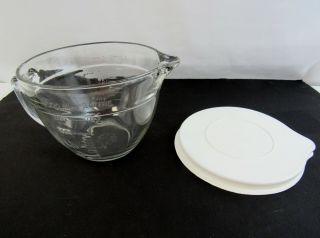 Vintage Anchor Hocking Glass Mixing Batter Bowl With Lid 8 Cup 2 Qt.