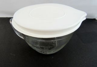 Vintage Anchor Hocking Glass Mixing Batter Bowl with Lid 8 Cup 2 Qt. 3