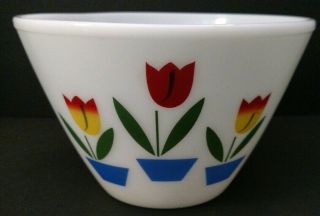Vintage Fire King Oven Ware Splash Proof Tulip Glass Mixing Bowl 9 1/2 " 4 Qt Vn