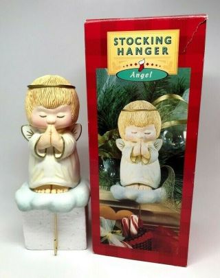 Vintage Hallmark Praying Angel Christmas Stocking Hanger Holder,  Box