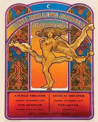 Rolling Stones Mick Jagger 1969 Vintage Promotional Concert Poster