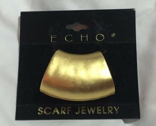Vtg Classy Echo Scarf Jewelry Clip With Tags Matte Gold Tone Tube Tubef4