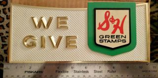 Vintage Plastic S&h Green Stamp Sign Advertising