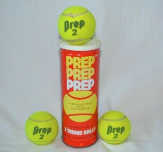 Vintage Prep Tennis Balls 3 In Can Tube High Visibility Yellow