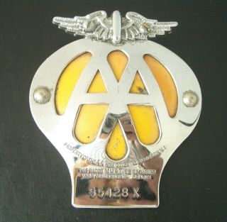 Aa Domed Motorcycle Badge - Vintage 1956 - 1967