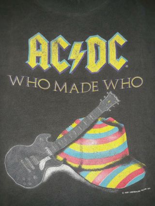 Vintage Ac/dc Who Made Who T - Shirt 1991 Extremely Rare Size Xl