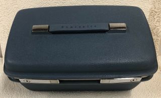 Vintage Blue Samsonite Saturn Train Case Carry On Luggage Tray Bag Very